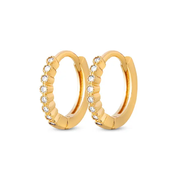 Brinco Folheado a Ouro 18k Argola Click com Zircônias