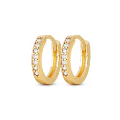 Brinco Folheado a Ouro 18k Argola Click com Zircônias