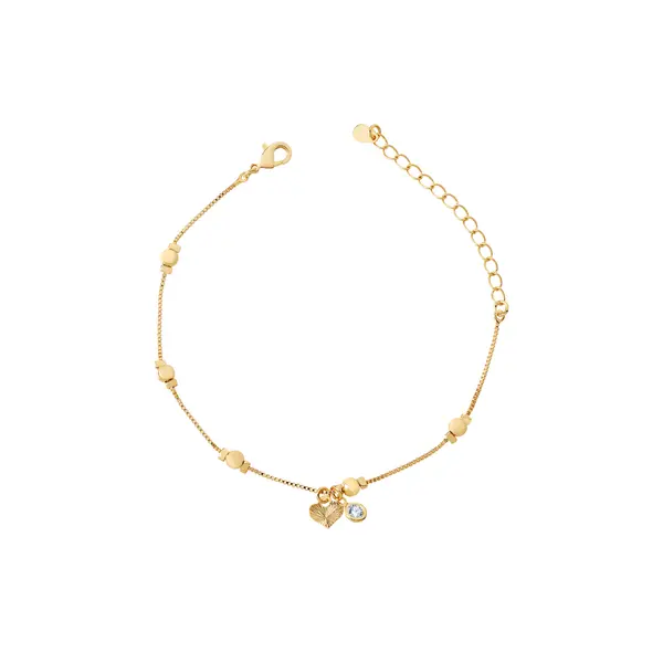 Pulseira Folheado a Ouro 18k Bolinhas Coração e Zircônia