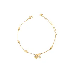 Pulseira Folheado a Ouro 18k Bolinhas Coração e Zircônia