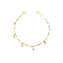 Pulseira Folheado a Ouro 18k Corações e Zircônias