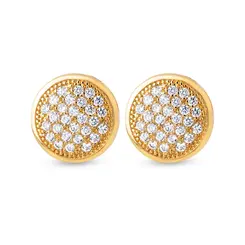 Brinco Folheado a Ouro 18k Círculo Cravejado