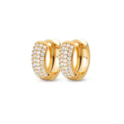 Brinco Folheado a Ouro 18k Argola Click Cravejada Larga