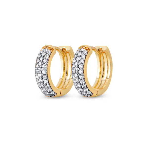 Brinco Folheado a Ouro 18k Argola Click Cravejada