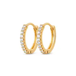 Brinco Folheado a Ouro 18k Argola Click com Zircônias