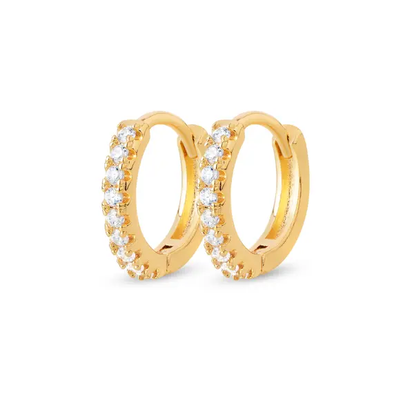 Brinco Folheado a Ouro 18k Argola Click com Zircônias