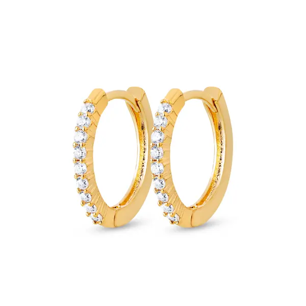 Brinco Folheado a Ouro 18k Argola Click com Zircônias G
