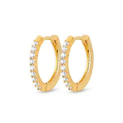 Brinco Folheado a Ouro 18k Argola Click com Zircônias G
