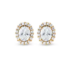 Brinco Folheado a Ouro 18k Oval Clássico Cravejado
