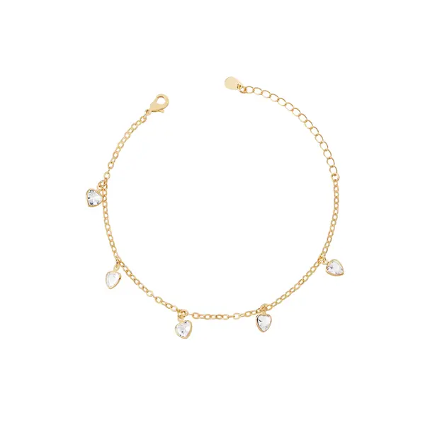 Pulseira Folheado a Ouro 18k Corações em Zircônias