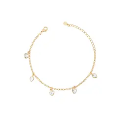 Pulseira Folheado a Ouro 18k Corações em Zircônias