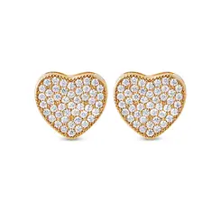 Brinco Folheado a Ouro 18k Coração Cravejado