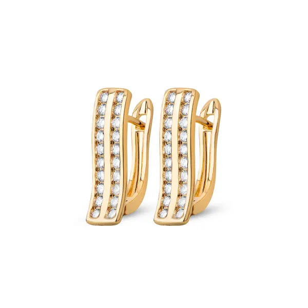 Brinco Folheado a Ouro 18k Harpa com Zircônias