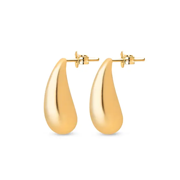 Brinco Folheado a Ouro 18k Gota Liso M