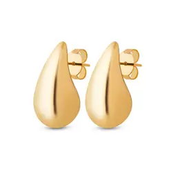 Brinco Folheado a Ouro 18k Gota Liso G