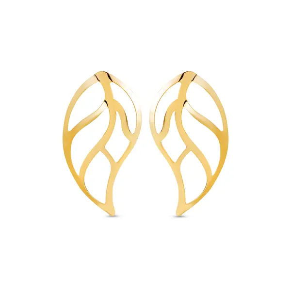 Brinco Folheado a Ouro 18k Folha Lisa Vazada