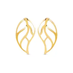 Brinco Folheado a Ouro 18k Folha Lisa Vazada