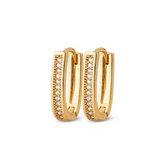 Brinco Folheado a Ouro 18k Argola Click Oval com Zircônias