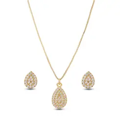 Conjunto Folheado a Ouro 18k Gota Cravejada