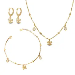 Conjunto Folheado a Ouro 18k Infantil Borboleta com Pulseira