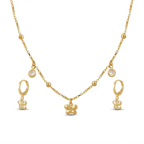 Conjunto Folheado a Ouro 18k Infantil Borboleta