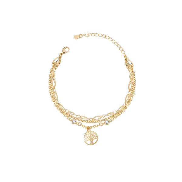 Pulseira Folheado a Ouro 18k Tripla Árvore da Vida