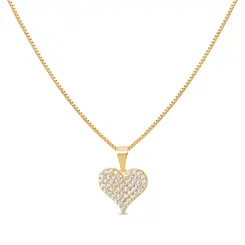 Gargantilha Folheado a Ouro 18k Coração Cravejado