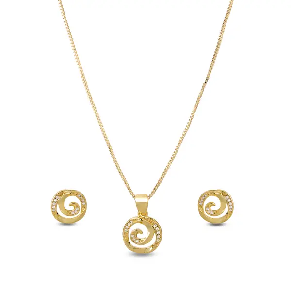 Conjunto Folheado a Ouro 18k Caracol com Zircônias