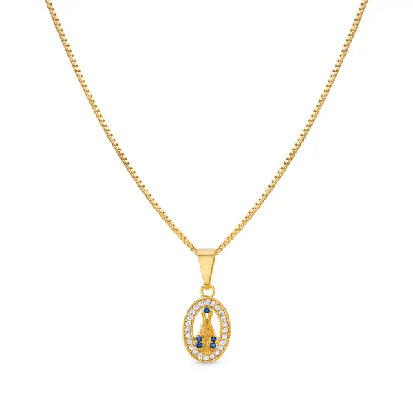 Gargantilha Folheado a Ouro 18k Nossa Senhora Aparecida P