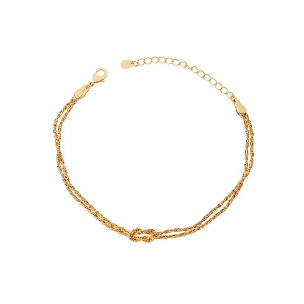 Pulseira Folheado a Ouro 18k Dupla Cordão Baiano com Nó