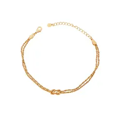 Pulseira Folheado a Ouro 18k Dupla Cordão Baiano com Nó
