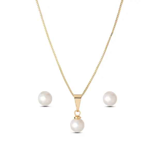 Conjunto Folheado a Ouro 18k Pérola