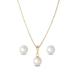 Conjunto Folheado a Ouro 18k Pérola