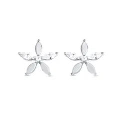 Brinco Prata Leve Flor com Zircônias
