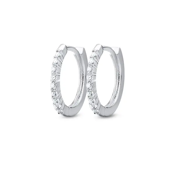 Brinco Prata Leve Argola Click com Zircônias G