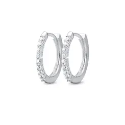 Brinco Prata Leve Argola Click com Zircônias G