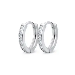 Brinco Prata Leve Argola Click com Zircônias