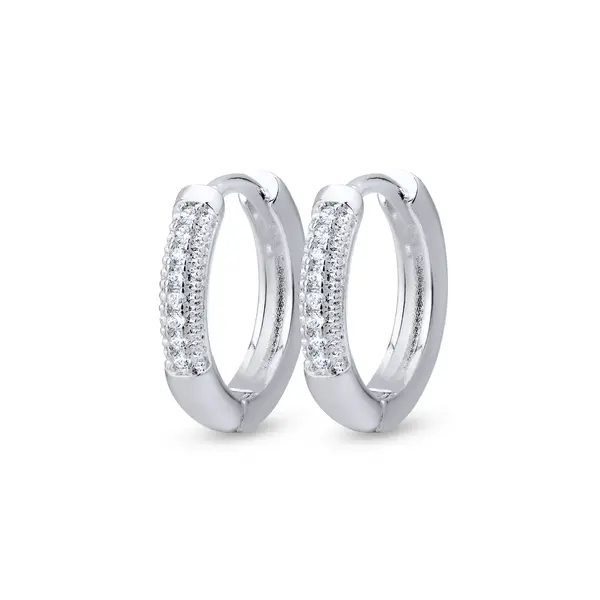 Brinco Prata Leve Argola Click com Zircônias M