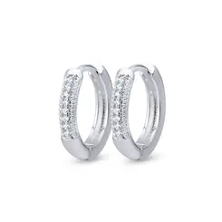 Brinco Prata Leve Argola Click com Zircônias M