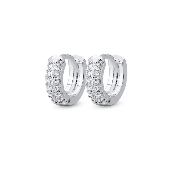 Brinco Prata Leve Argola Click com Zircônias PP