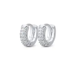 Brinco Prata Leve Argola Click com Zircônias PP