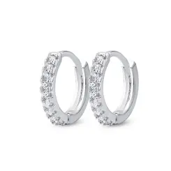 Brinco Prata Leve Argola Click com Zircônias