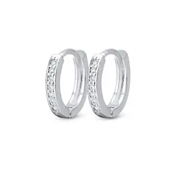 Brinco Prata Leve Argola Click com Zircônias P