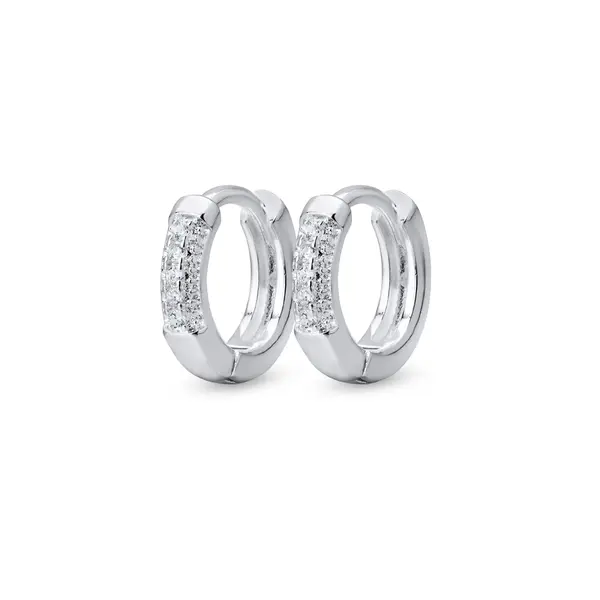 Brinco Prata Leve Argola Click com Zircônias P