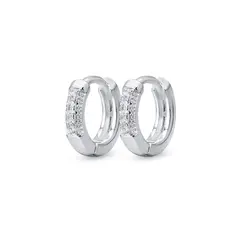 Brinco Prata Leve Argola Click com Zircônias P