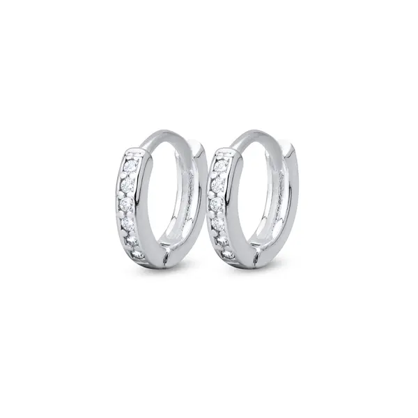 Brinco Prata Leve Argola Click com Zircônias P