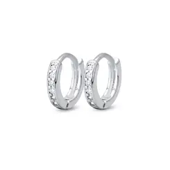 Brinco Prata Leve Argola Click com Zircônias P