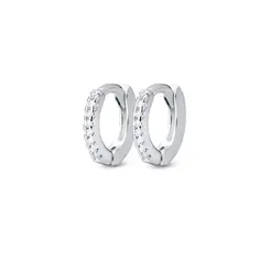 Brinco Prata Leve Argola Click com Zircônias PP