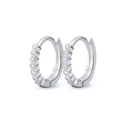 Brinco Prata Leve Argola Click com Zircônias