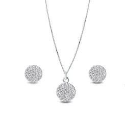 Conjunto Prata Leve Redondo Cravejado
